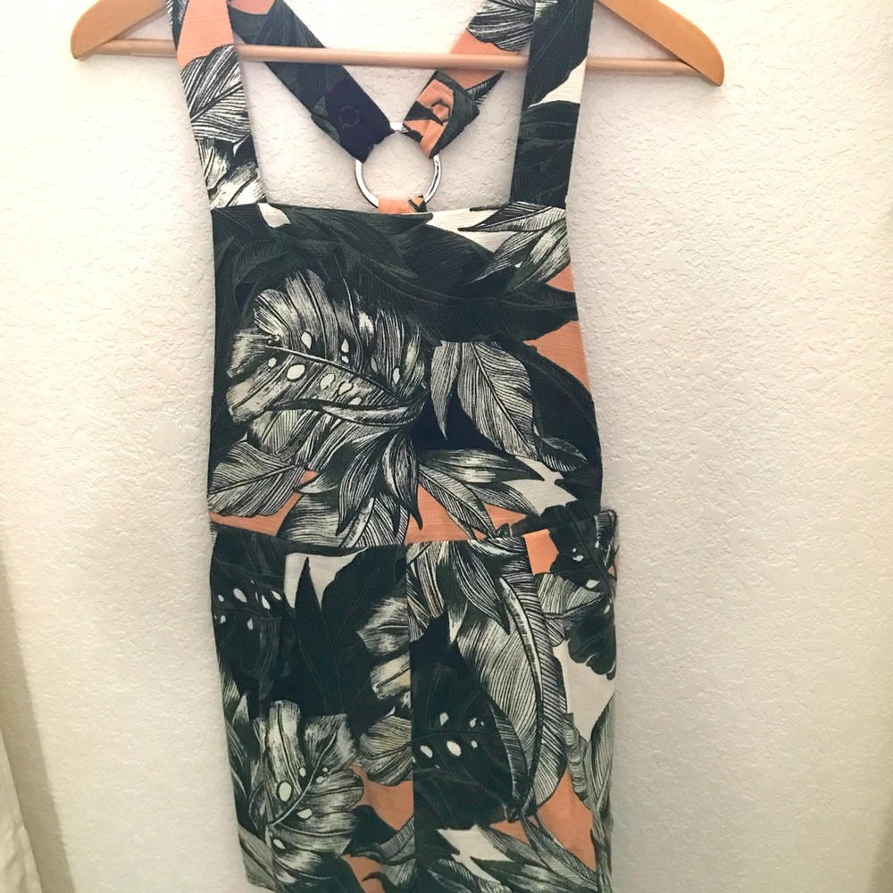 Topshop Palm Leaf Green Shorts Romper Size 6